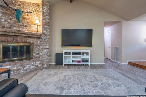 Fireplace, Interior, Wood Texture Flooring