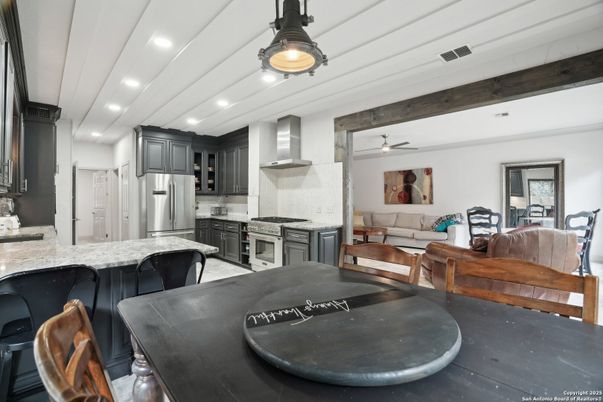 Dining room, Interior, Kitchen, Living room, Recessed Lighting, Stainless Steel Appliances