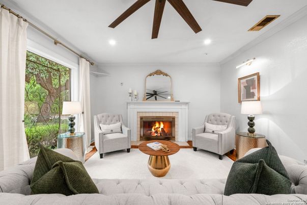 Fireplace, Interior, Living room, Recessed Lighting