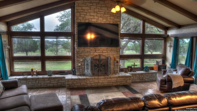 Fireplace, Interior, Living room, Stone Walls