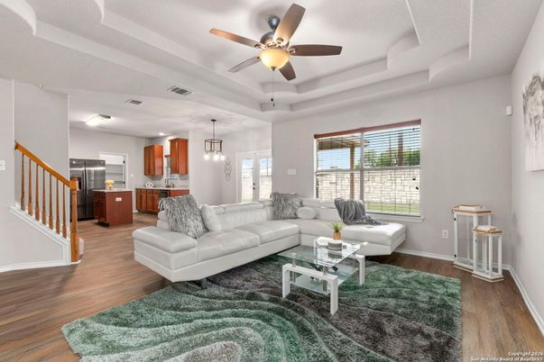 Interior, Kitchen, Living room, Pendant Lights, Recessed Lighting, Stainless Steel Appliances, Wood Texture Flooring