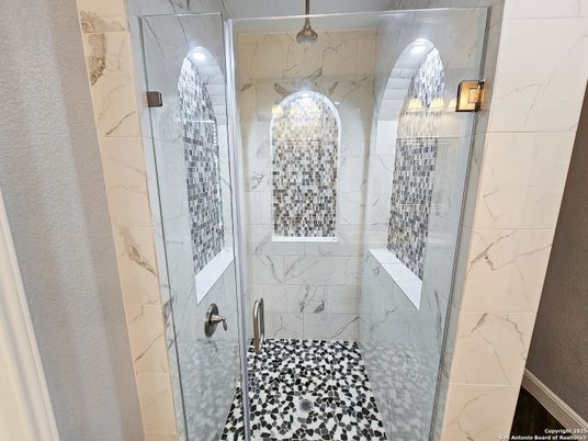 Bathroom, Glass Shower, Interior, Marble Walls