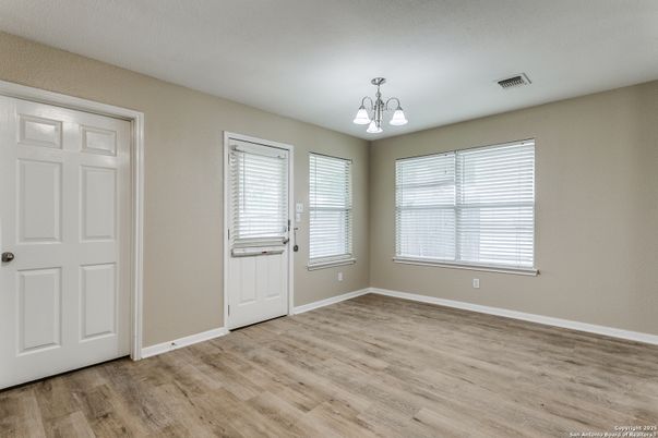 Chandelier, Empty room, Interior, Wood Texture Flooring