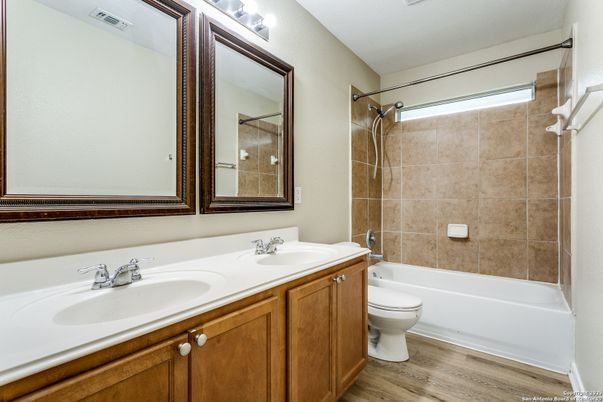 Bathroom, Dual Sink Vanities, Interior, Wood Texture Flooring