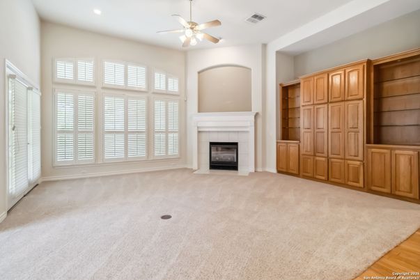 Empty room, Fireplace, Interior, Recessed Lighting