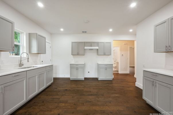 Interior, Kitchen, Recessed Lighting, Wood Texture Flooring