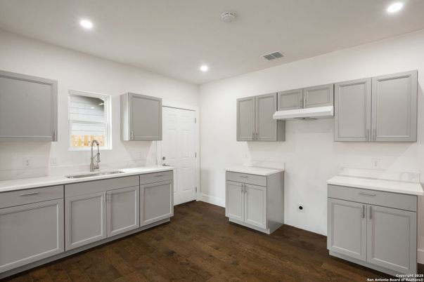 Interior, Kitchen, Recessed Lighting, Wood Texture Flooring