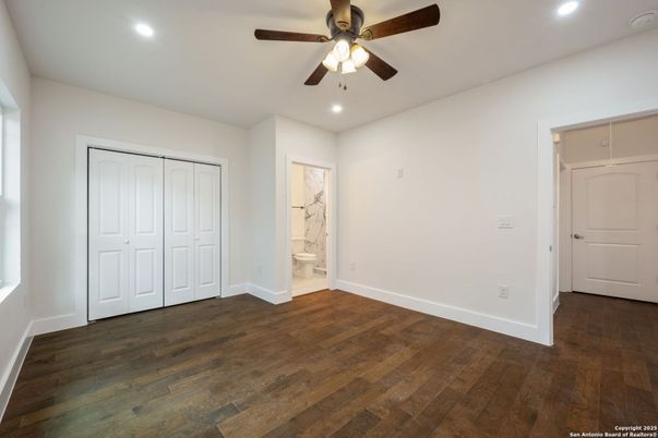 Bathroom, Empty room, Interior, Recessed Lighting, Wood Texture Flooring