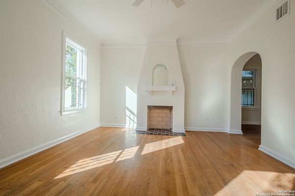 Empty room, Fireplace, Interior, Wood Texture Flooring