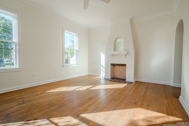 Empty room, Fireplace, Interior, Wood Texture Flooring