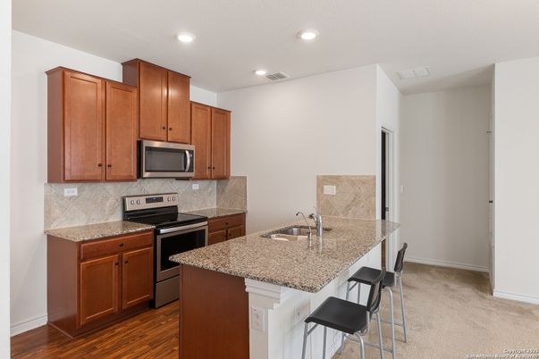 Interior, Kitchen, Recessed Lighting, Wood Texture Flooring