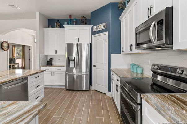 Interior, Kitchen, Stainless Steel Appliances, Wood Texture Flooring