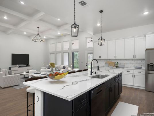 Interior, Kitchen, Pendant Lights, Recessed Lighting, Wood Texture Flooring
