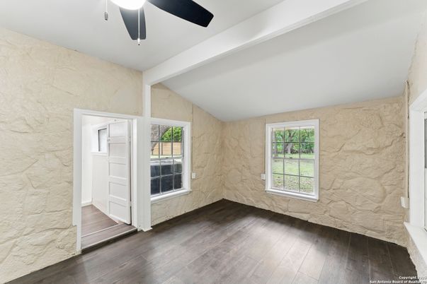 Empty room, Interior, Stone Walls, Wood Texture Flooring