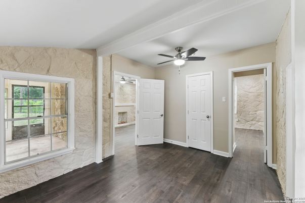 Empty room, Interior, Stone Walls, Wood Texture Flooring