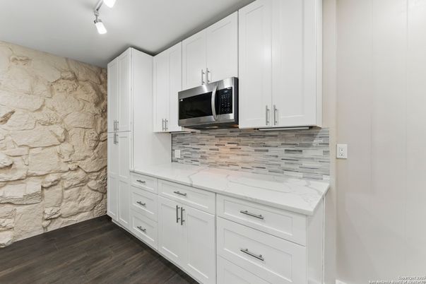 Interior, Kitchen, Stone Walls, Wood Texture Flooring