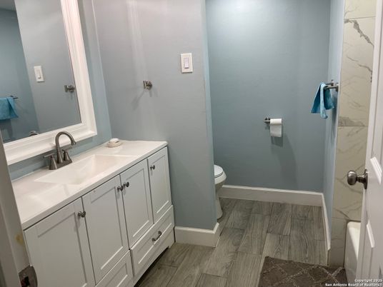 Bathroom, Interior, Marble Walls, Wood Texture Flooring