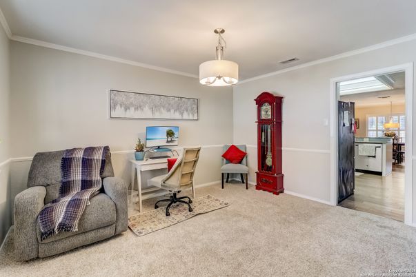 Home Office, Interior, Pendant Lights, Wood Texture Flooring