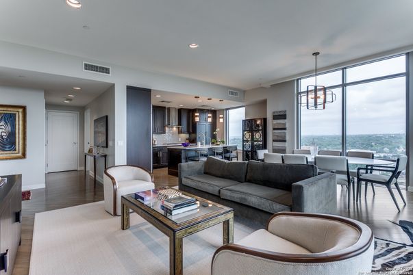 Dining room, Interior, Kitchen, Living room, Pendant Lights, Recessed Lighting, Wood Texture Flooring