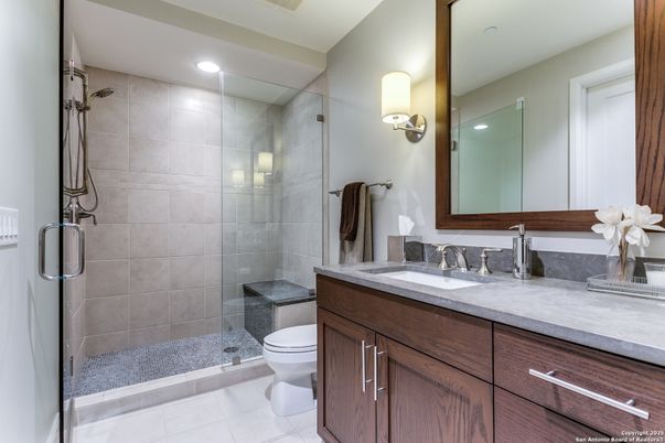 Bathroom, Glass Shower, Interior, Recessed Lighting