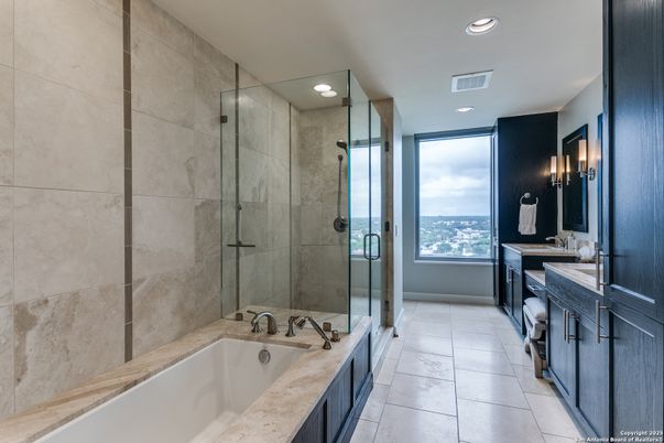 Bathroom, Glass Shower, Interior, Recessed Lighting
