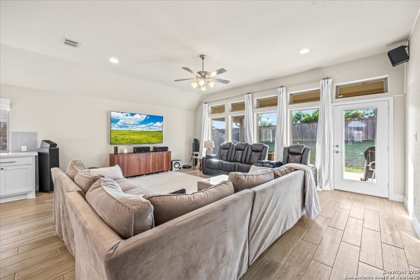 Interior, Living room, Recessed Lighting, Wood Texture Flooring