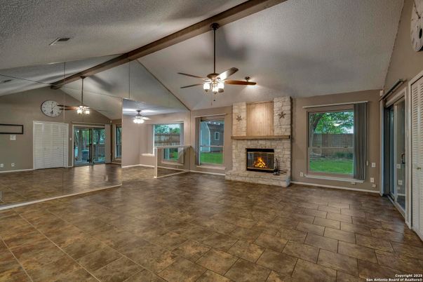 Empty room, Fireplace, Interior, Pendant Lights
