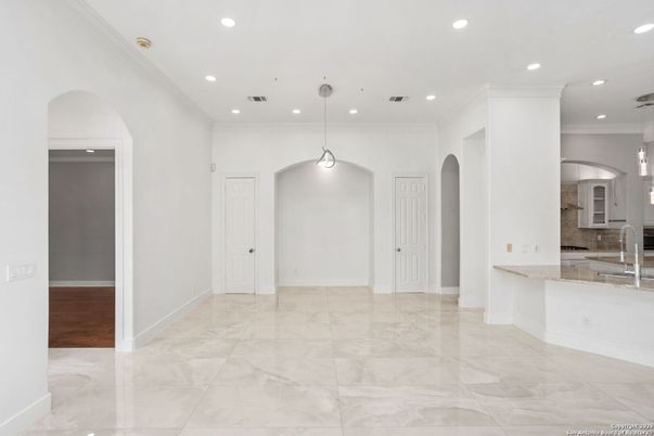 Interior, Kitchen, Marble, Pendant Lights, Recessed Lighting