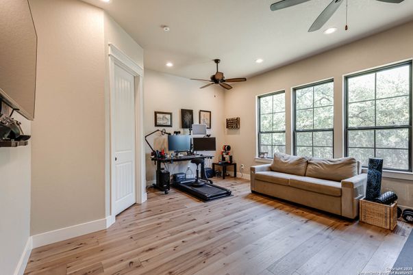 Home Office, Interior, Recessed Lighting, Wood Texture Flooring