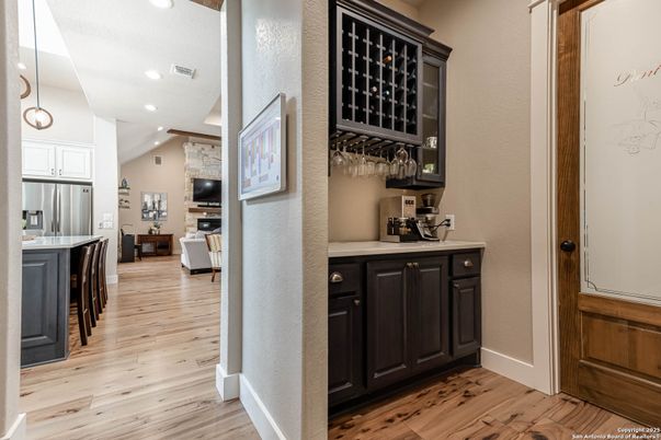 Interior, Kitchen, Pendant Lights, Recessed Lighting, Wood Texture Flooring