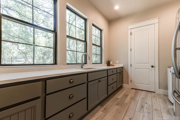 Interior, Kitchen, Recessed Lighting, Wood Texture Flooring
