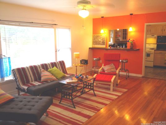 Interior, Kitchen, Living room, Pendant Lights, Wood Texture Flooring