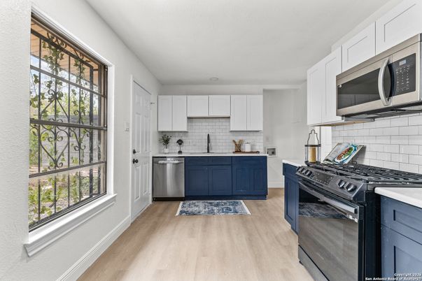 Interior, Kitchen, Stainless Steel Appliances, Wood Texture Flooring