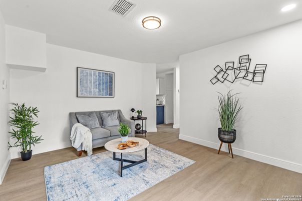 Interior, Living room, Recessed Lighting, Wood Texture Flooring
