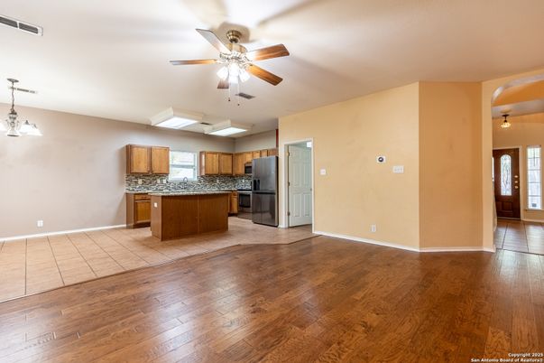 Interior, Kitchen, Pendant Lights, Wood Texture Flooring