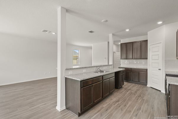 Interior, Kitchen, Recessed Lighting, Wood Texture Flooring
