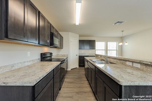 Interior, Kitchen, Pendant Lights, Wood Texture Flooring