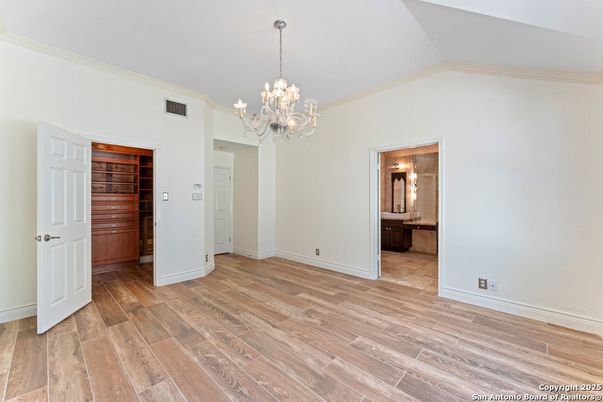 Bathroom, Chandelier, Empty room, Interior, Wood Texture Flooring