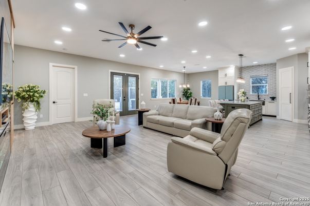 Dining room, Interior, Kitchen, Living room, Pendant Lights, Recessed Lighting, Wood Texture Flooring