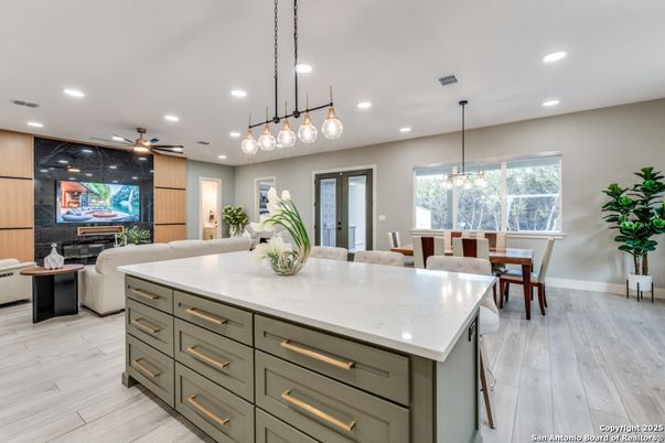 Dining room, Interior, Kitchen, Living room, Pendant Lights, Recessed Lighting, Wood Texture Flooring