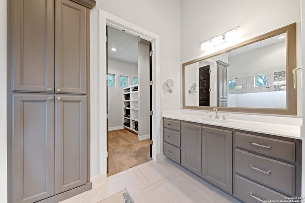 Bathroom, Dual Sink Vanities, Interior, Recessed Lighting, Walk-in Closets