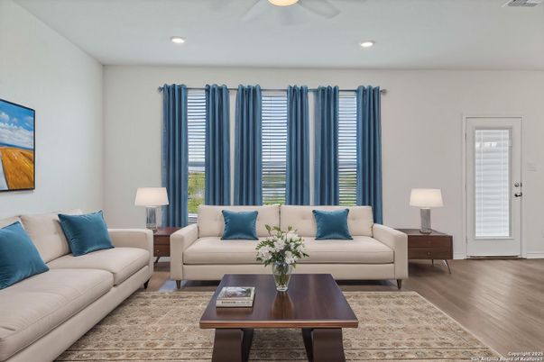 Interior, Living room, Recessed Lighting, Wood Texture Flooring