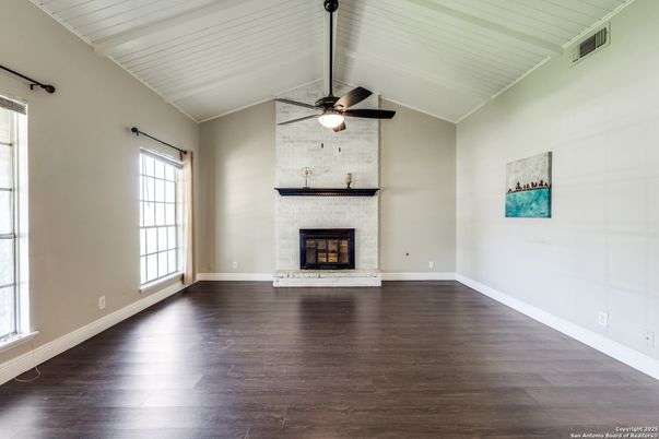 Empty room, Fireplace, Interior, Wood Texture Flooring