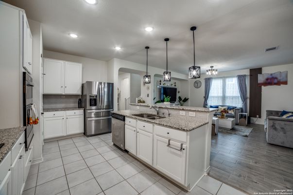 Interior, Kitchen, Living room, Pendant Lights, Recessed Lighting, Stainless Steel Appliances, Wood Texture Flooring