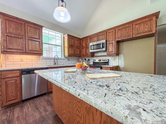 Interior, Kitchen, Stainless Steel Appliances, Wood Texture Flooring