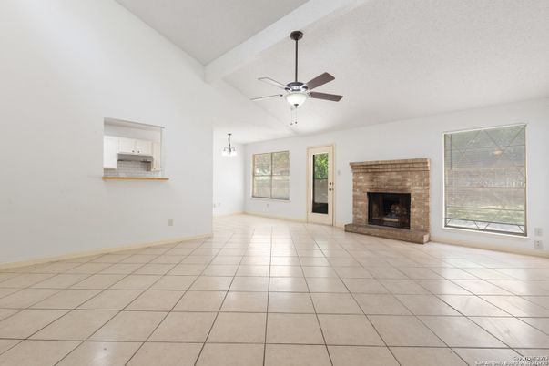 Empty room, Fireplace, Interior, Pendant Lights