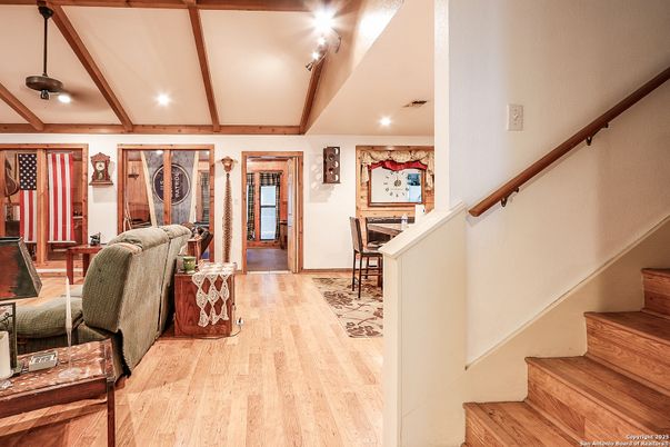 Interior, Recessed Lighting, Wooden Beams, Wood Texture Flooring