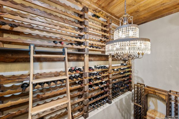 Chandelier, Interior, Wine Storage, Wooden Ceilings