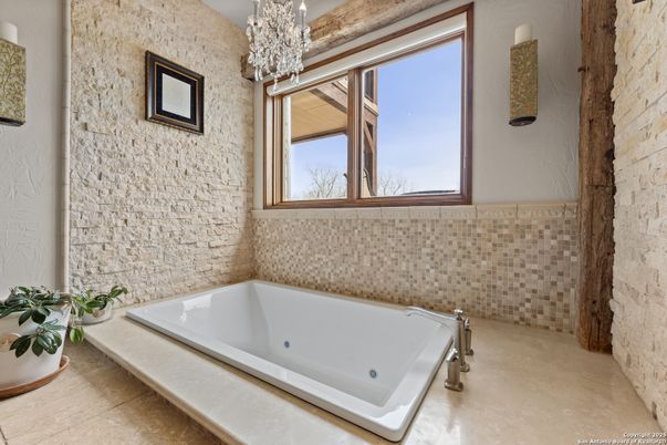 Bathroom, Chandelier, Interior, Stone Walls