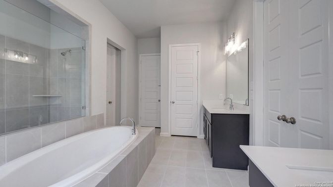 Bathroom, Dual Sink Vanities, Glass Shower, Interior